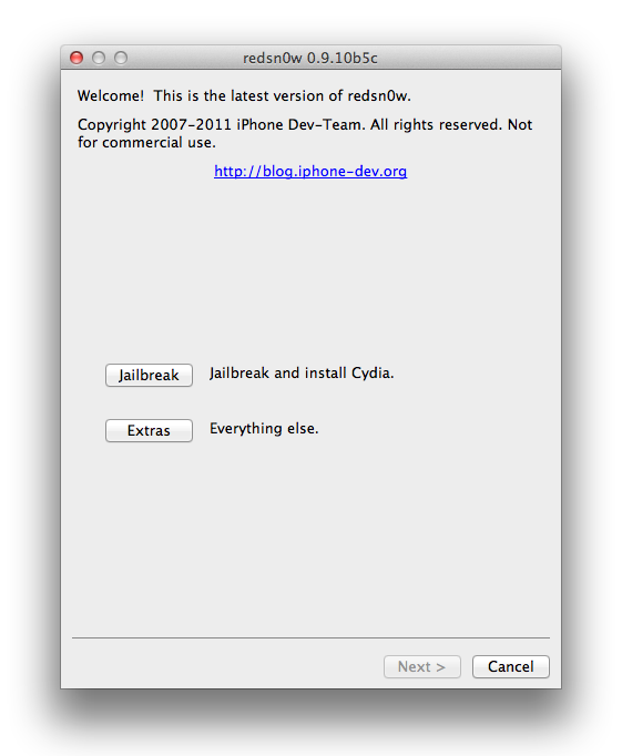 Redsn0w 0.9.10b5c fÃ¼r Mac OS X Screen1