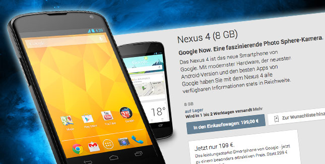 Nexus 4 zum Hammer-Preis erhÃ¤ltlich