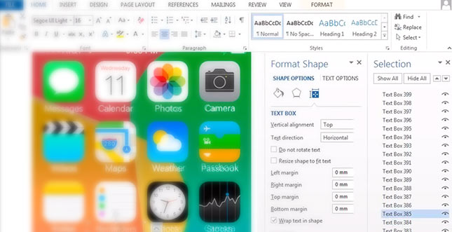 Apple iOS 7 Design: Mit Microsoft Word nachgebaut