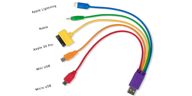 USB 5 in 1 Ladekabel fÃ¼r Smartphones und Tablets