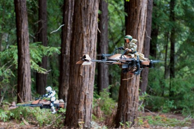 Skywalker vs. Stormtrooper: Endor Speeder Bike Quadcopter Battle