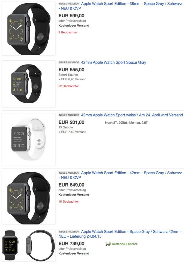 Apple Watch auf eBay "vorbestellen"