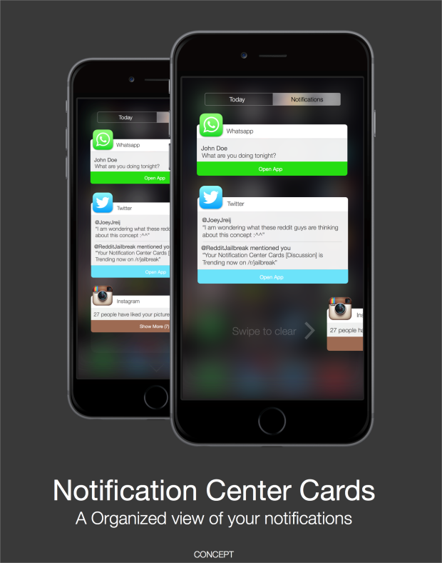 Notification Center cards